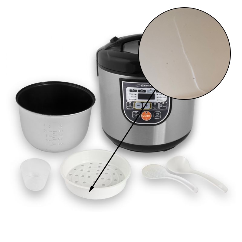 Multicooker 11 functii, panou smart digital, 860W, temporizator, cuva 5l, inox, RESIGILAT - imagine 12